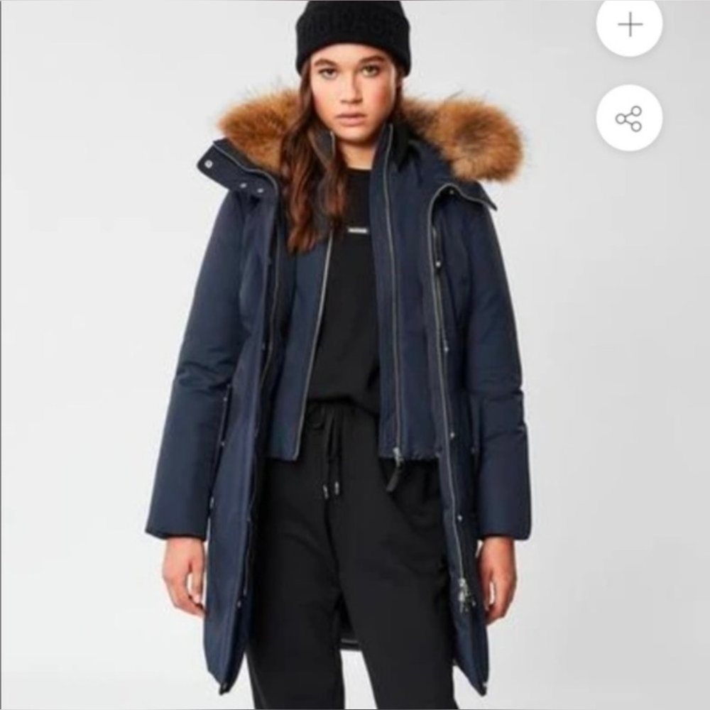Mackage Navy Parka with Fur Trim
